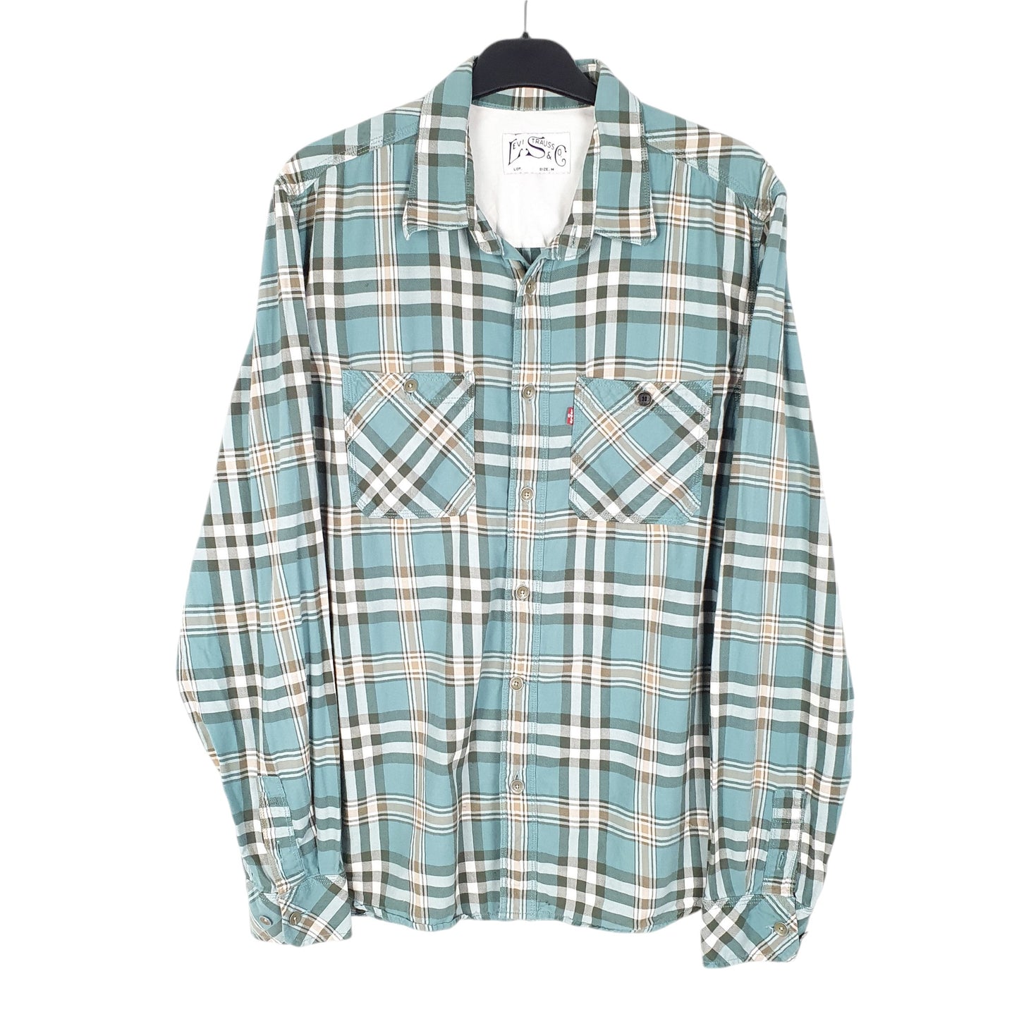 Mens Green Levis Casual Flannel Long Sleeve Shirt