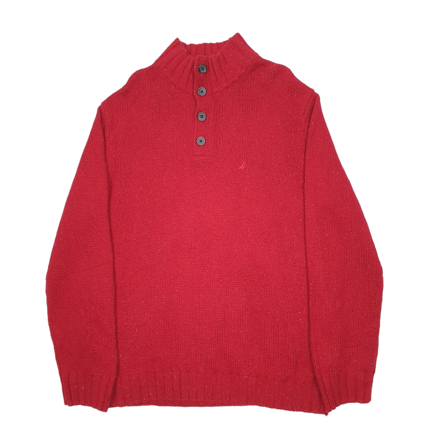 Mens Red Nautica Knit Quarter Zip Jumper