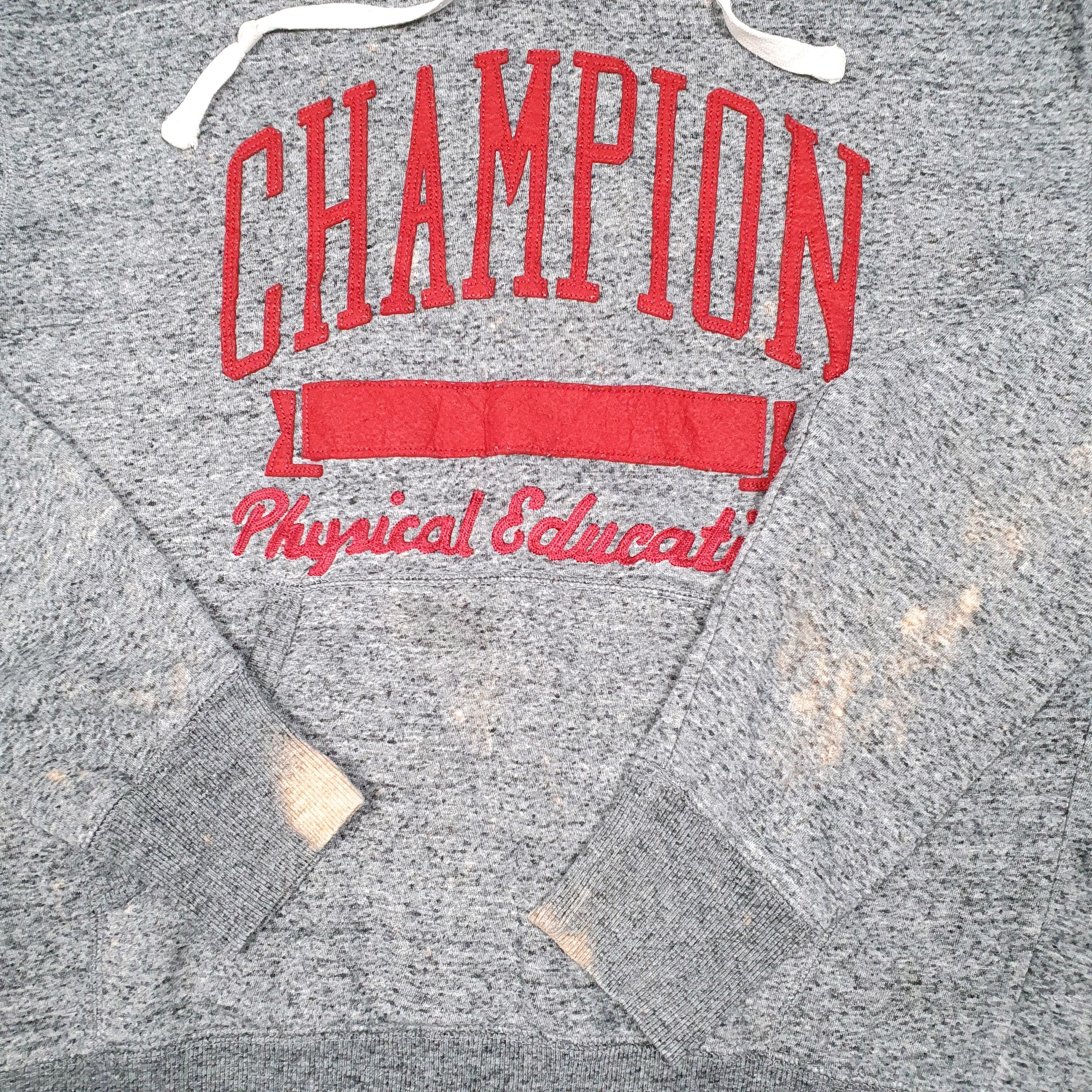 Mens Champion Grey Hoodie Spellout Physical Education Jumper M Bundl Clothing