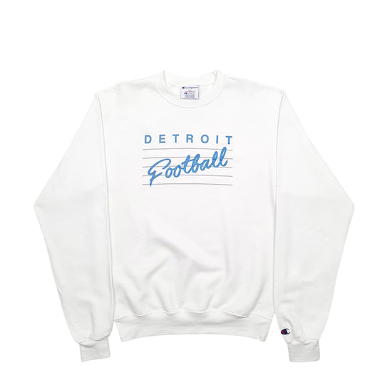 Mens White Champion Detroit Football Spellout Crewneck Jumper