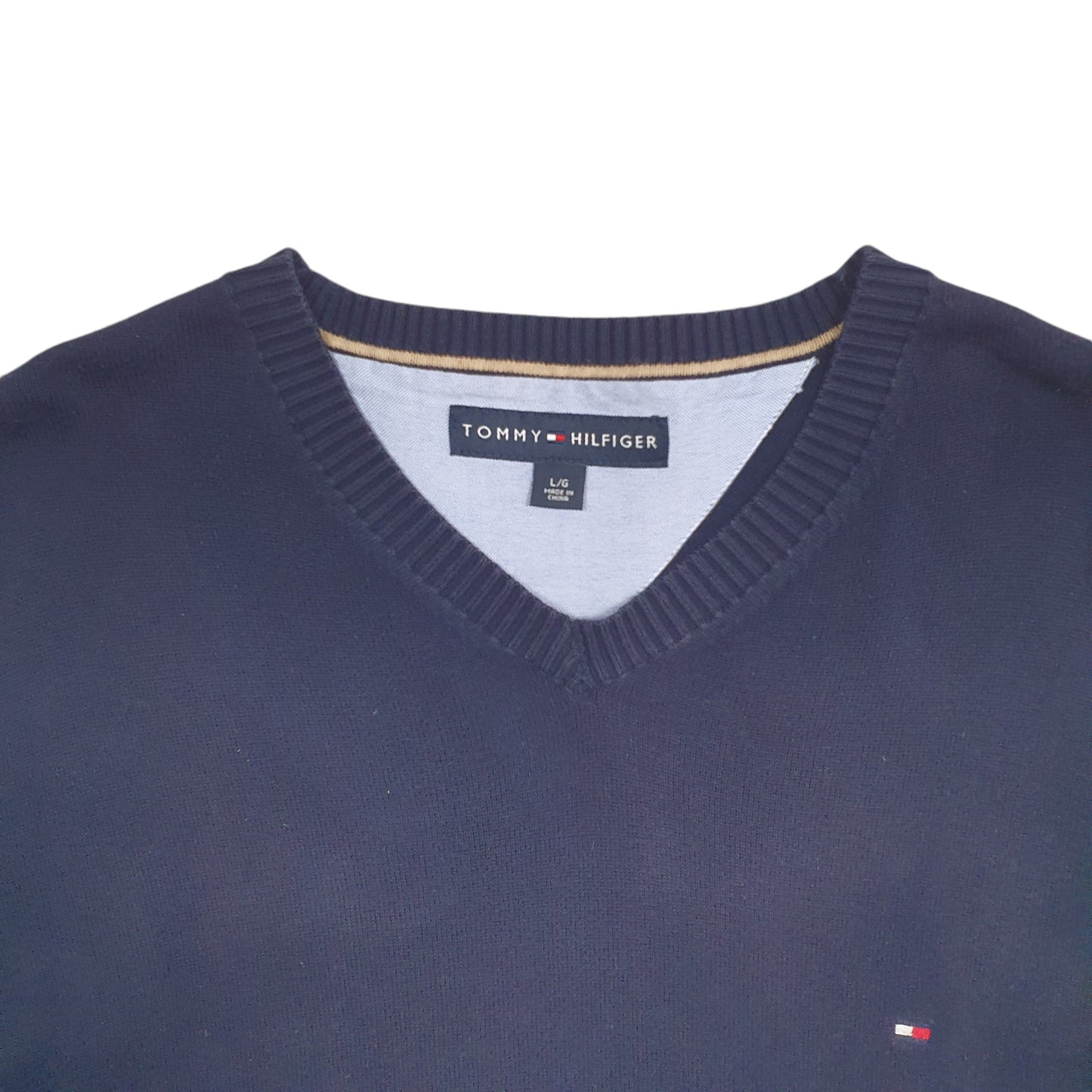 Mens Navy Tommy Hilfiger Knit V Neck Jumper