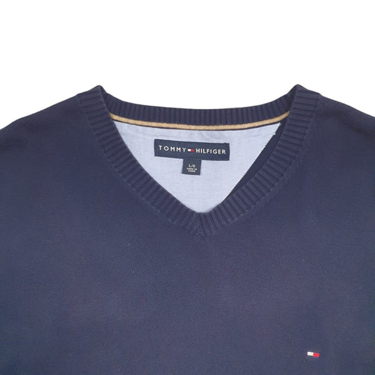 Mens Navy Tommy Hilfiger Knit V Neck Jumper