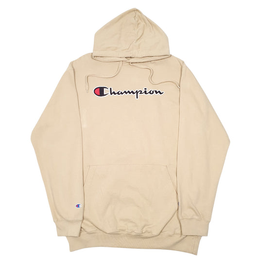 Mens Beige Champion Tall Script Hoodie Jumper