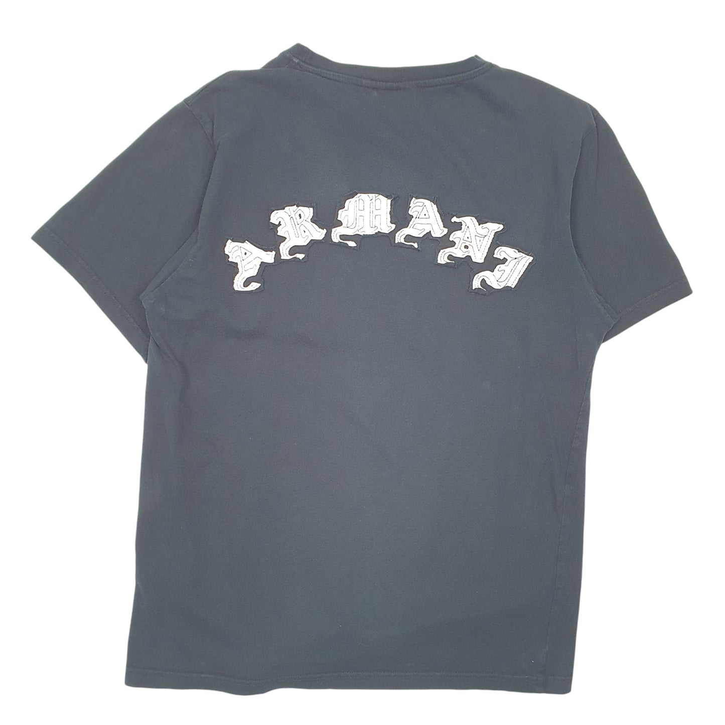 Mens Black Armani Jeans AJ Applique Short Sleeve T Shirt