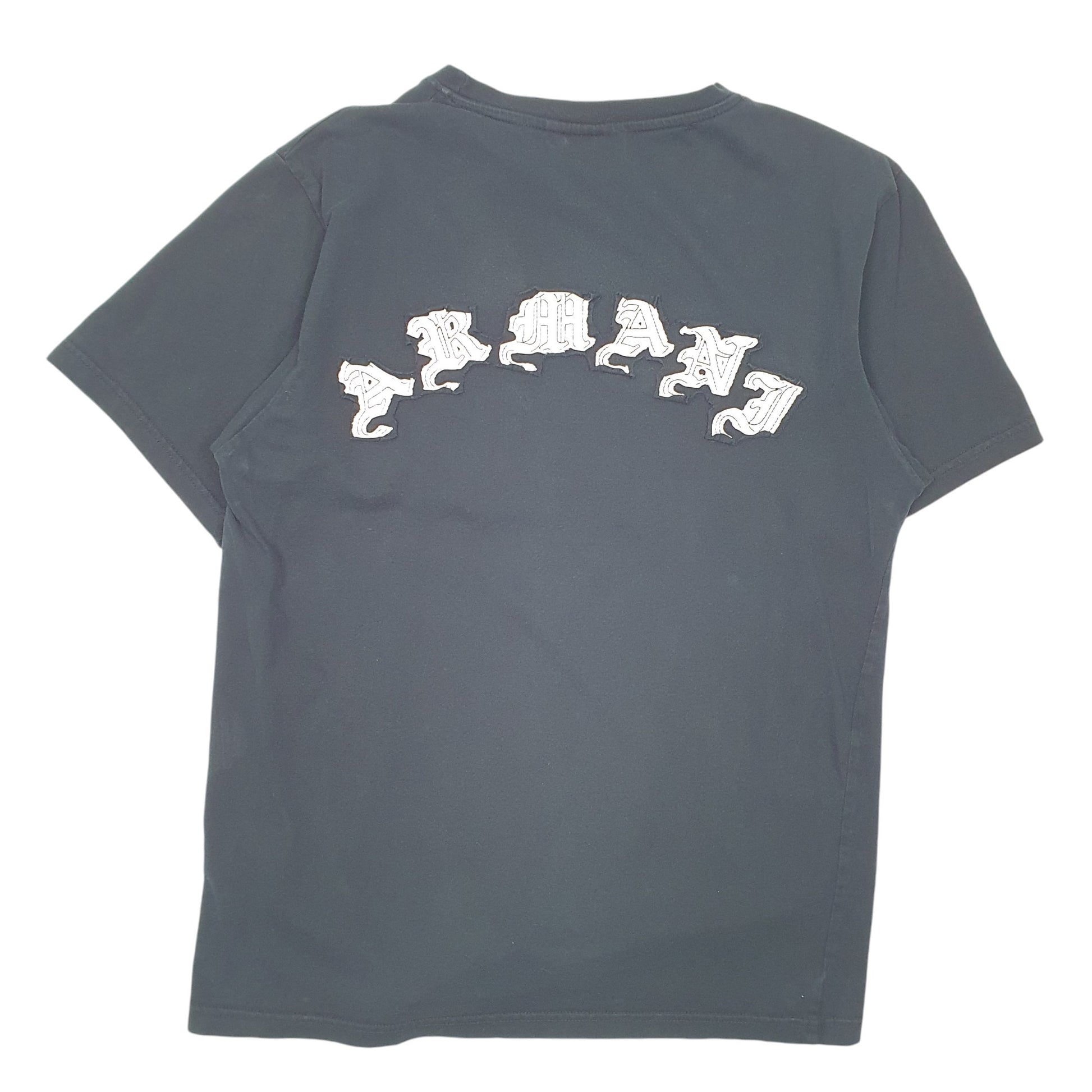 Mens Black Armani Jeans AJ Applique Short Sleeve T Shirt