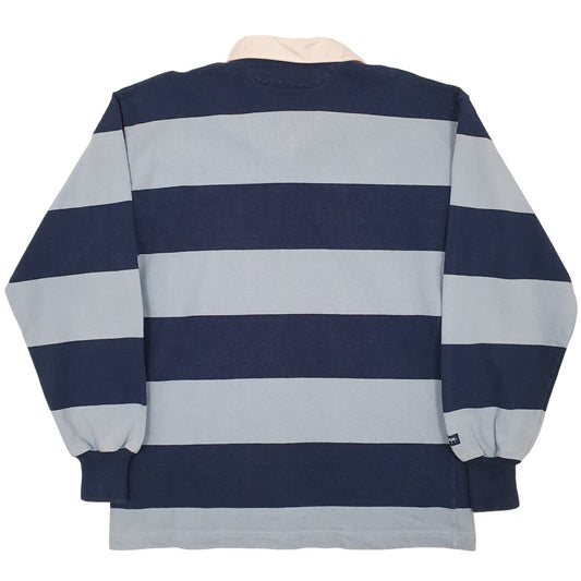 Mens Blue Barbarian Rugby Long Sleeve Polo Shirt