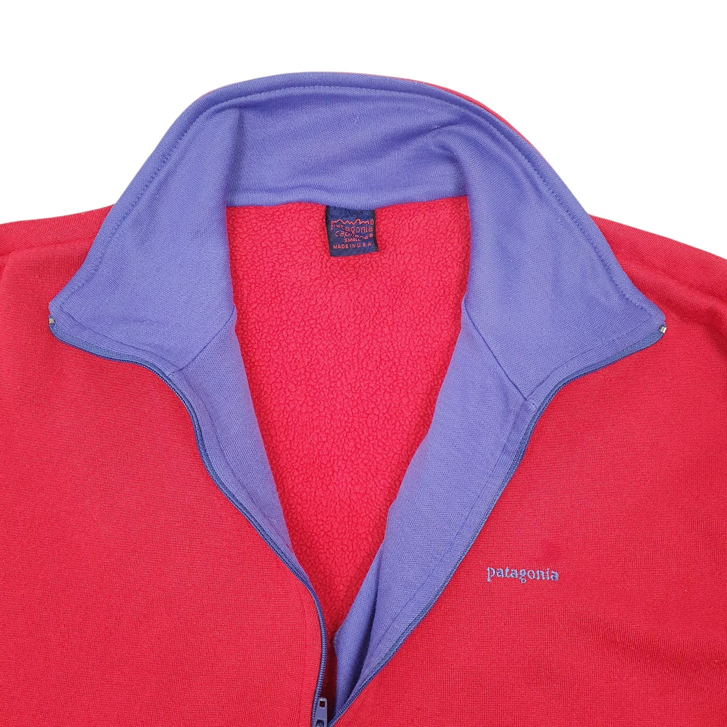 Mens Red Patagonia Capilene Vintage 90s Made In USA Quarter Zip Jumper