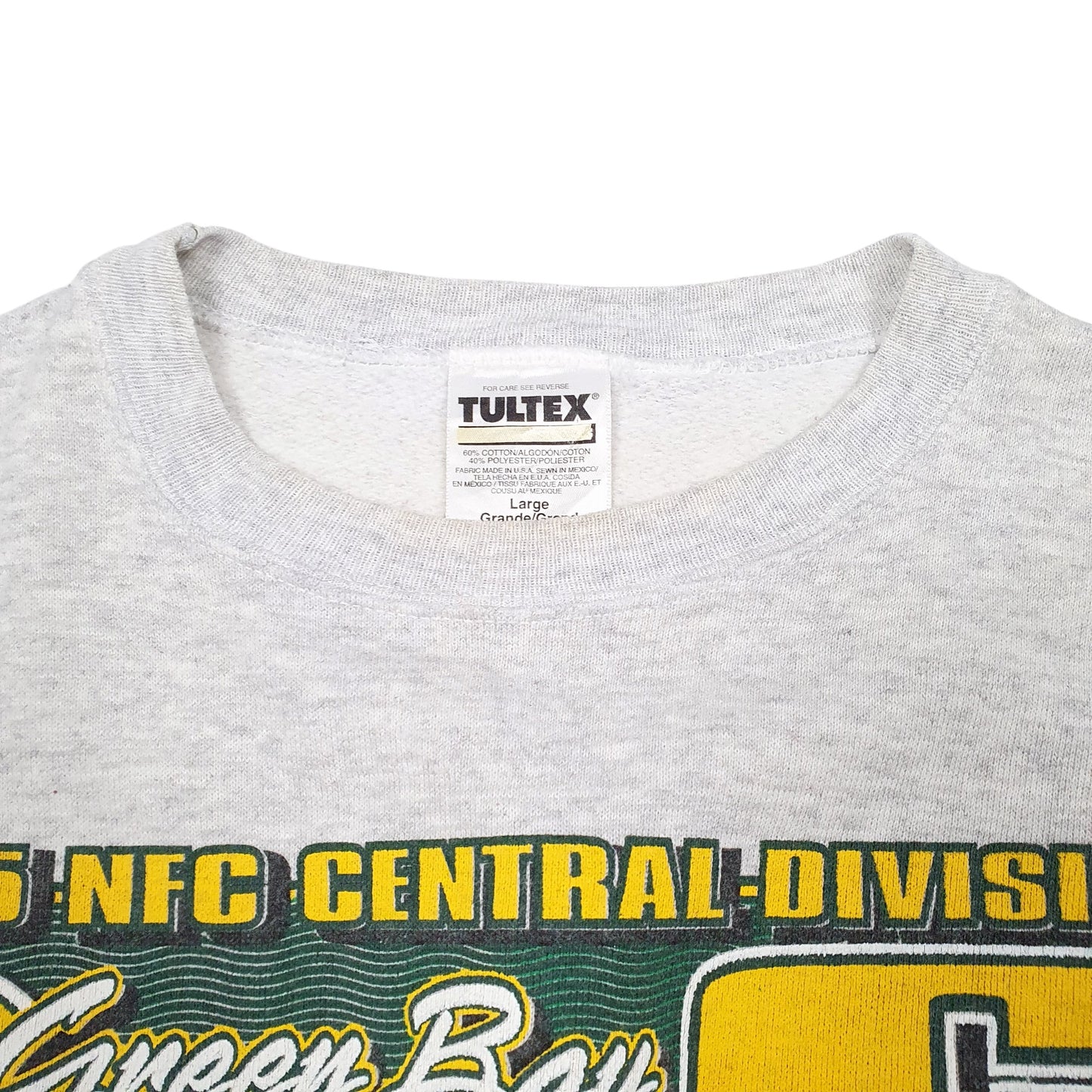 Mens Grey Tultex Vintage 1995 Green Bay Packers Football Spellout USA 90s Champs Crewneck Jumper