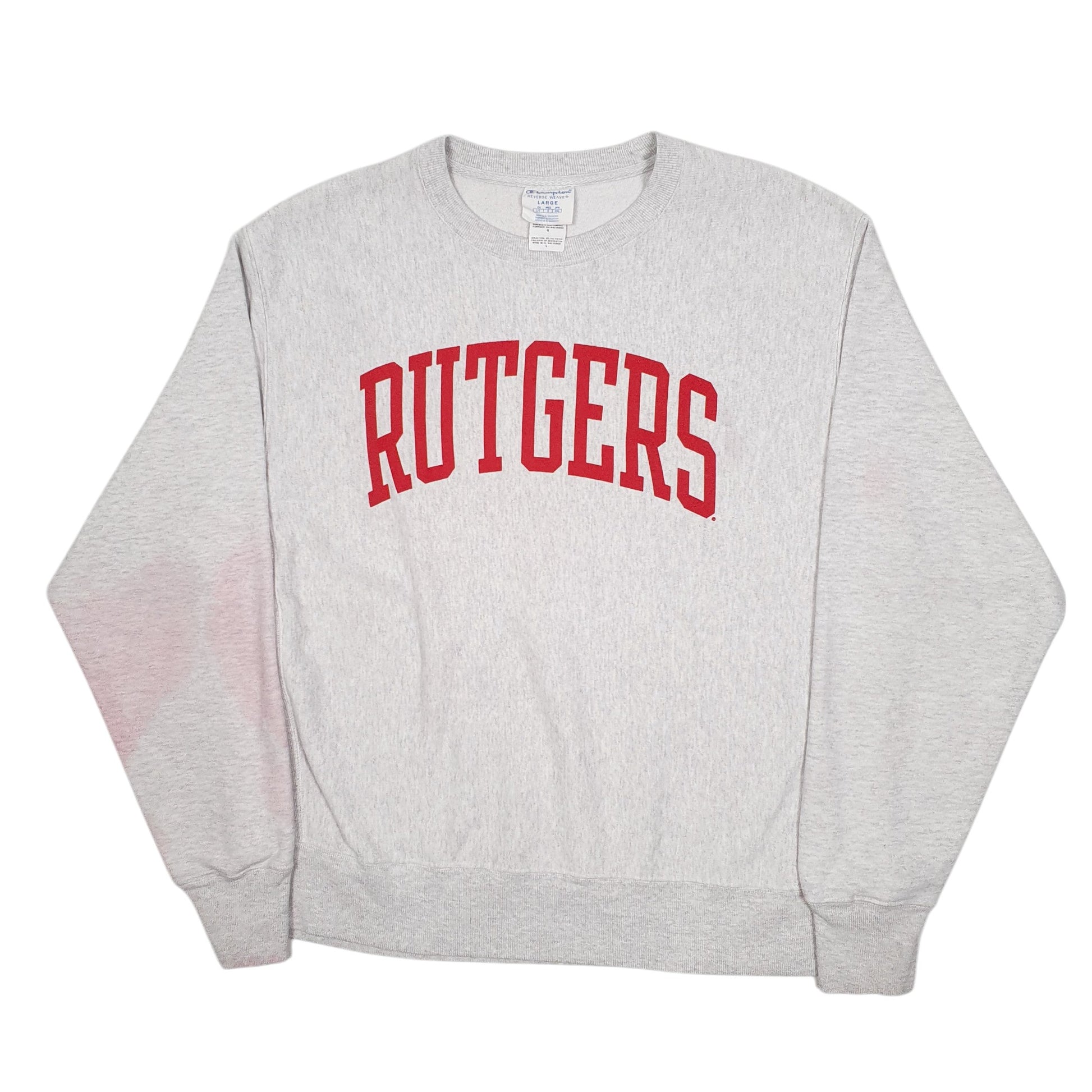 Mens Grey Champion Reverse Weave Rutgers Crewneck Jumper