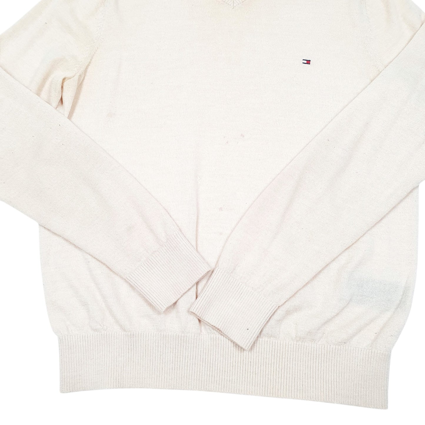 Mens Cream Tommy Hilfiger Knit V Neck Jumper
