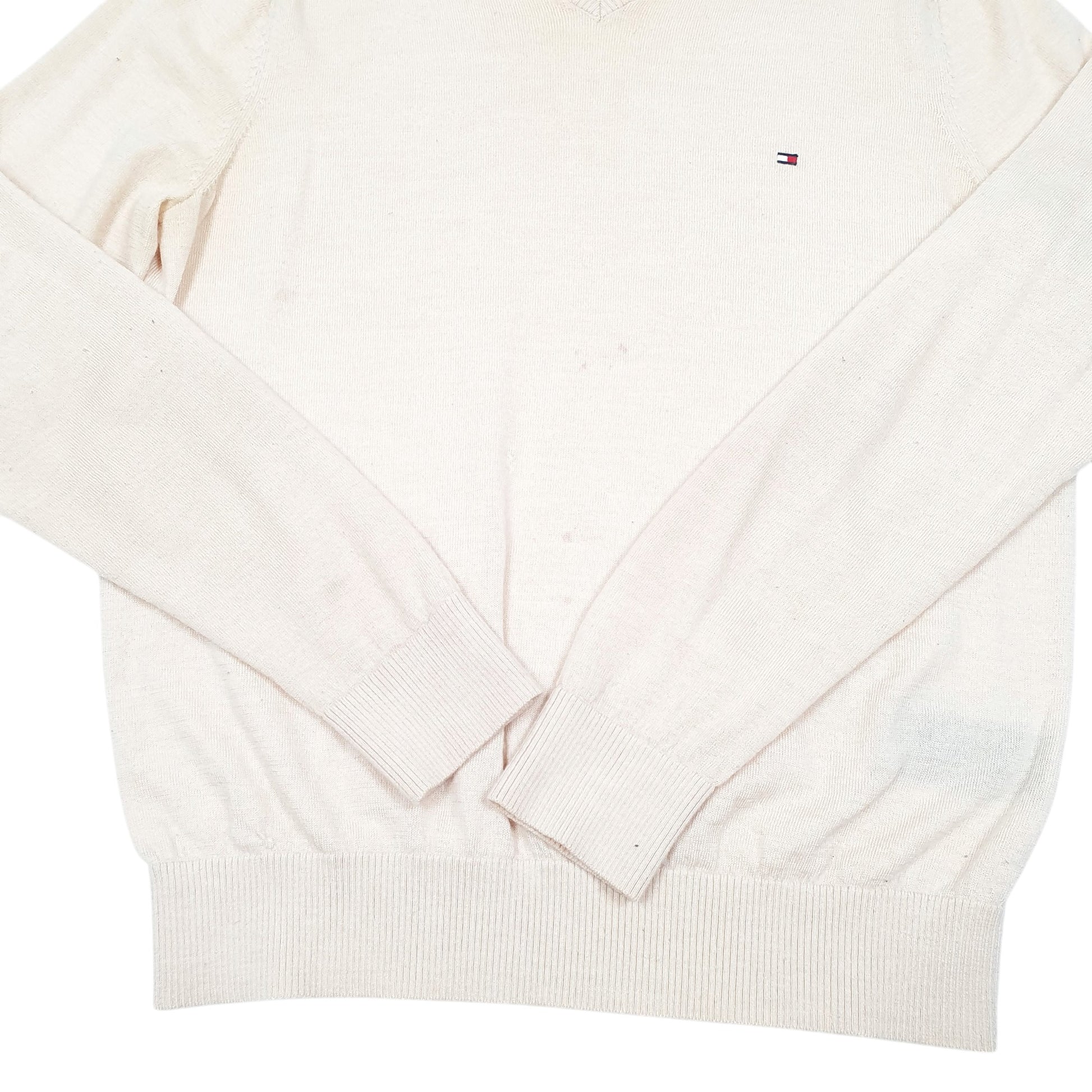 Mens Cream Tommy Hilfiger Knit V Neck Jumper