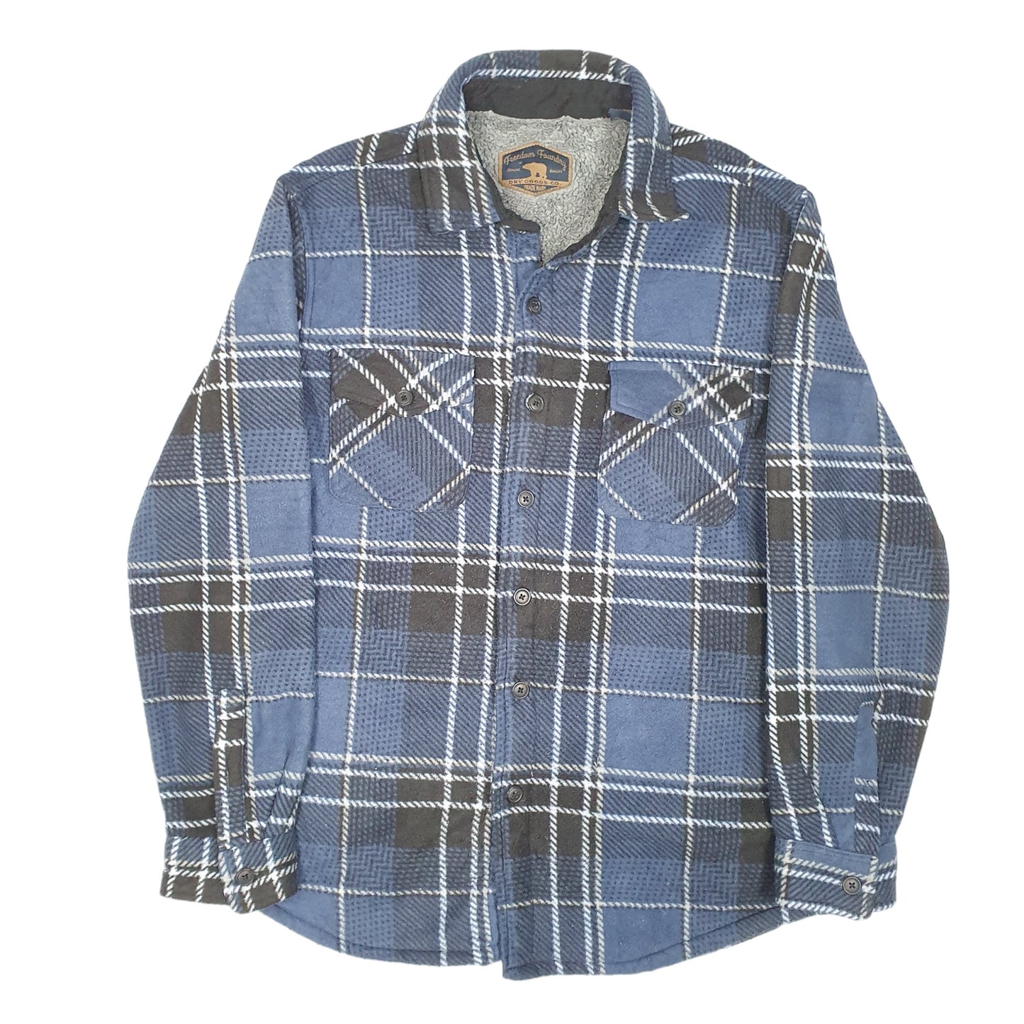 Mens Blue Freedom Foundry Fleece Overshirt Shacket Long Sleeve Shirt