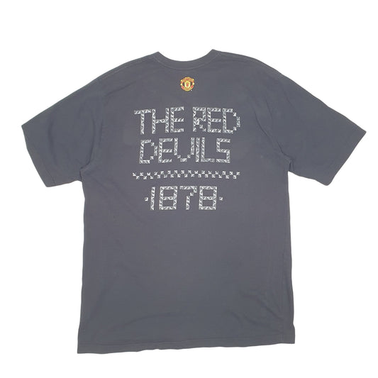 Mens Black Nike Manchester United Football Red Devils Short Sleeve T Shirt