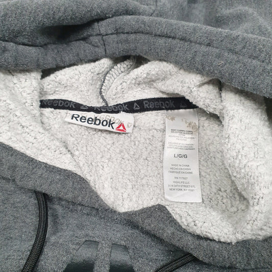Mens Grey Reebok Spellout Hoodie Jumper
