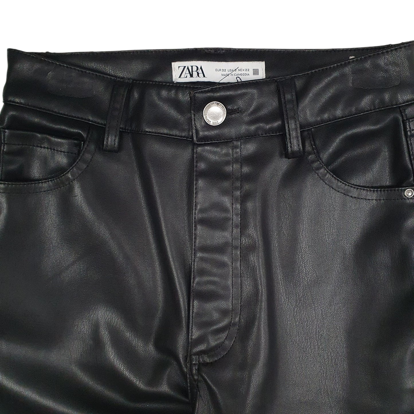 Womens Black Zara Leather Chino Trousers