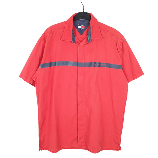 Mens Red Tommy Hilfiger Jeans Short Sleeve Shirt