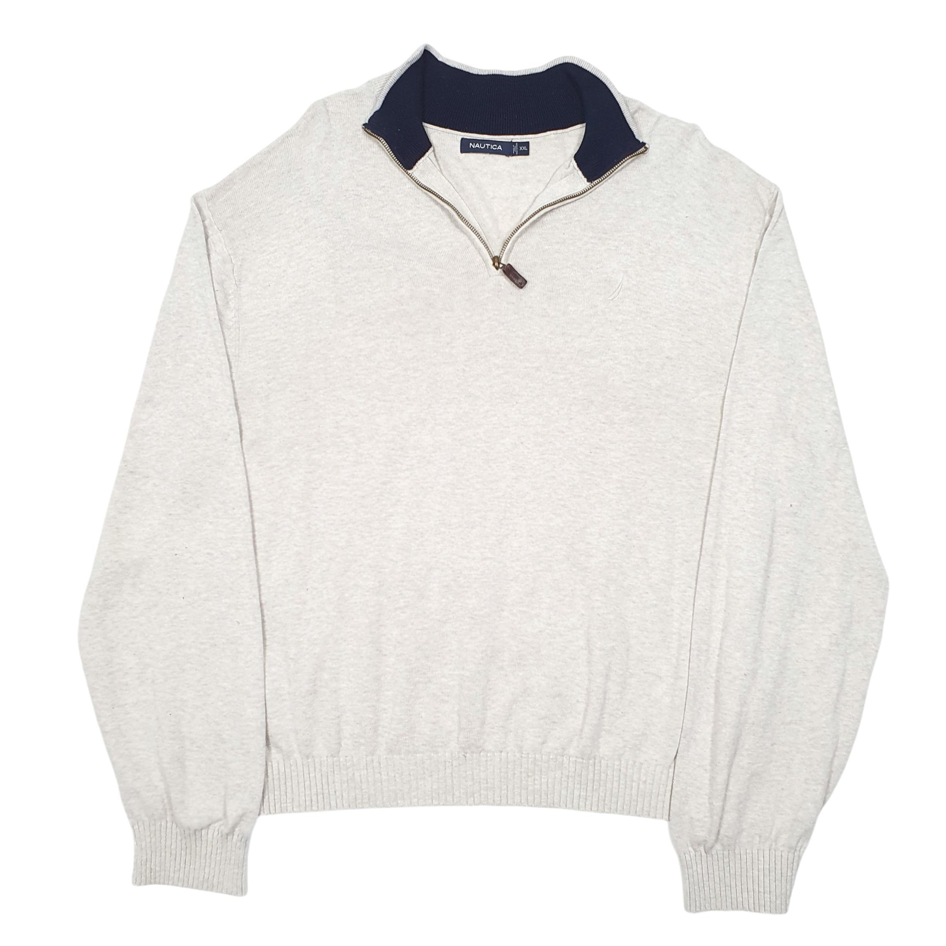 Mens Cream Nautica Knit Quarter Zip Jumper