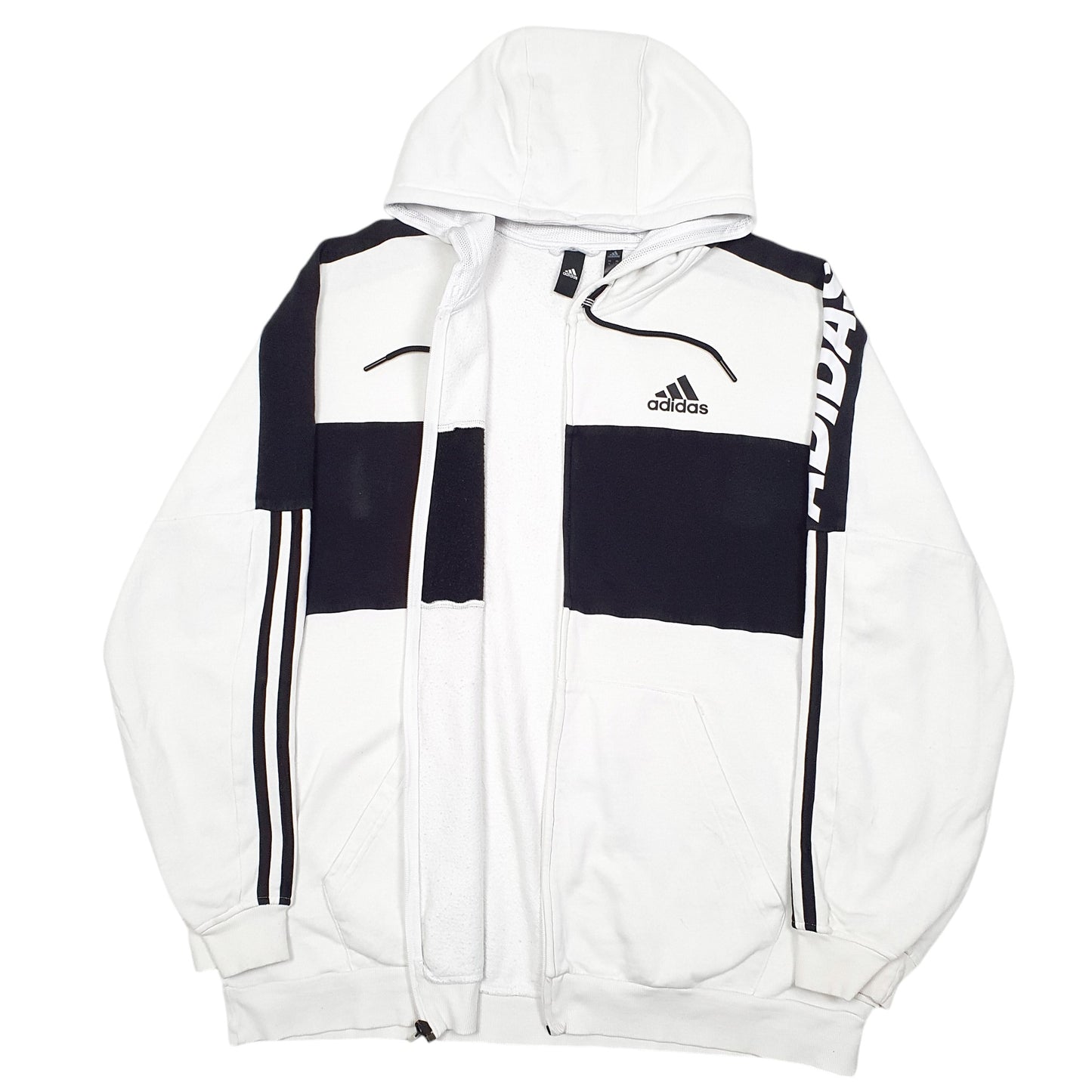 Mens White Adidas Hoodie Full Zip Jumper