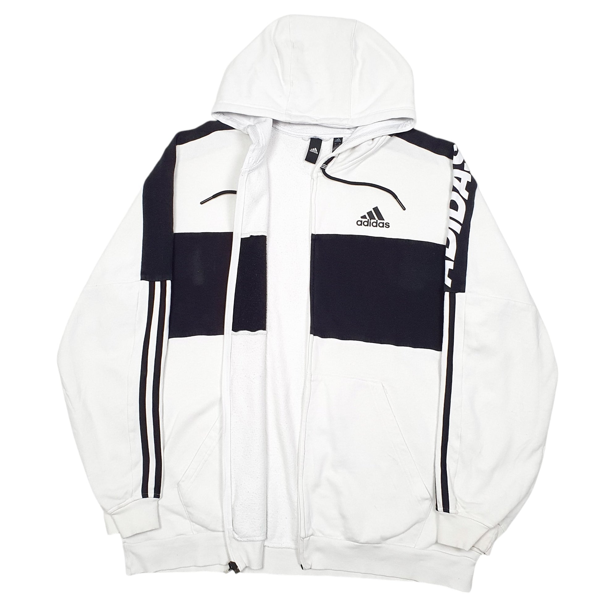 Mens White Adidas Hoodie Full Zip Jumper