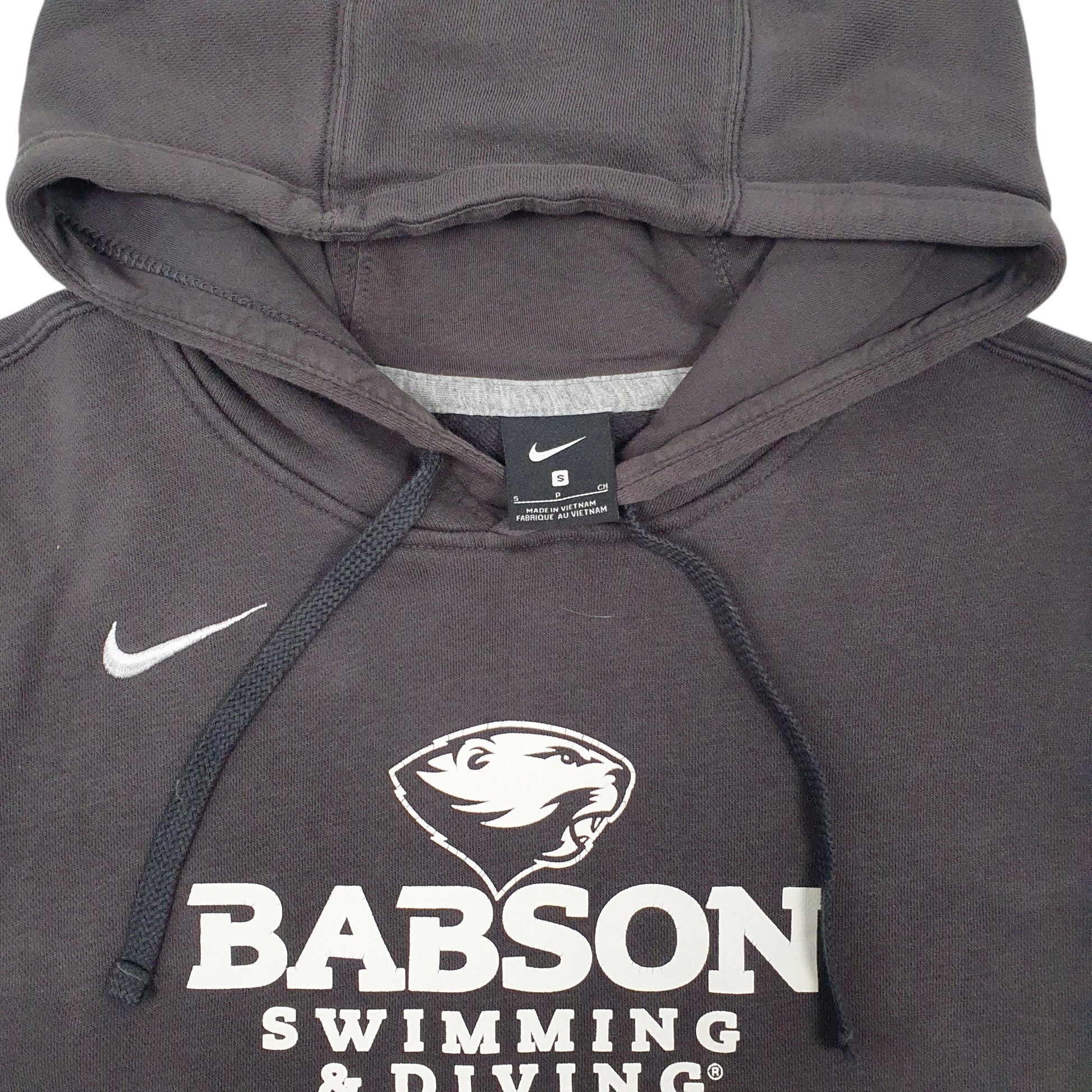 Mens Grey Nike Babson Swimming and Diving Hoodie Jumper