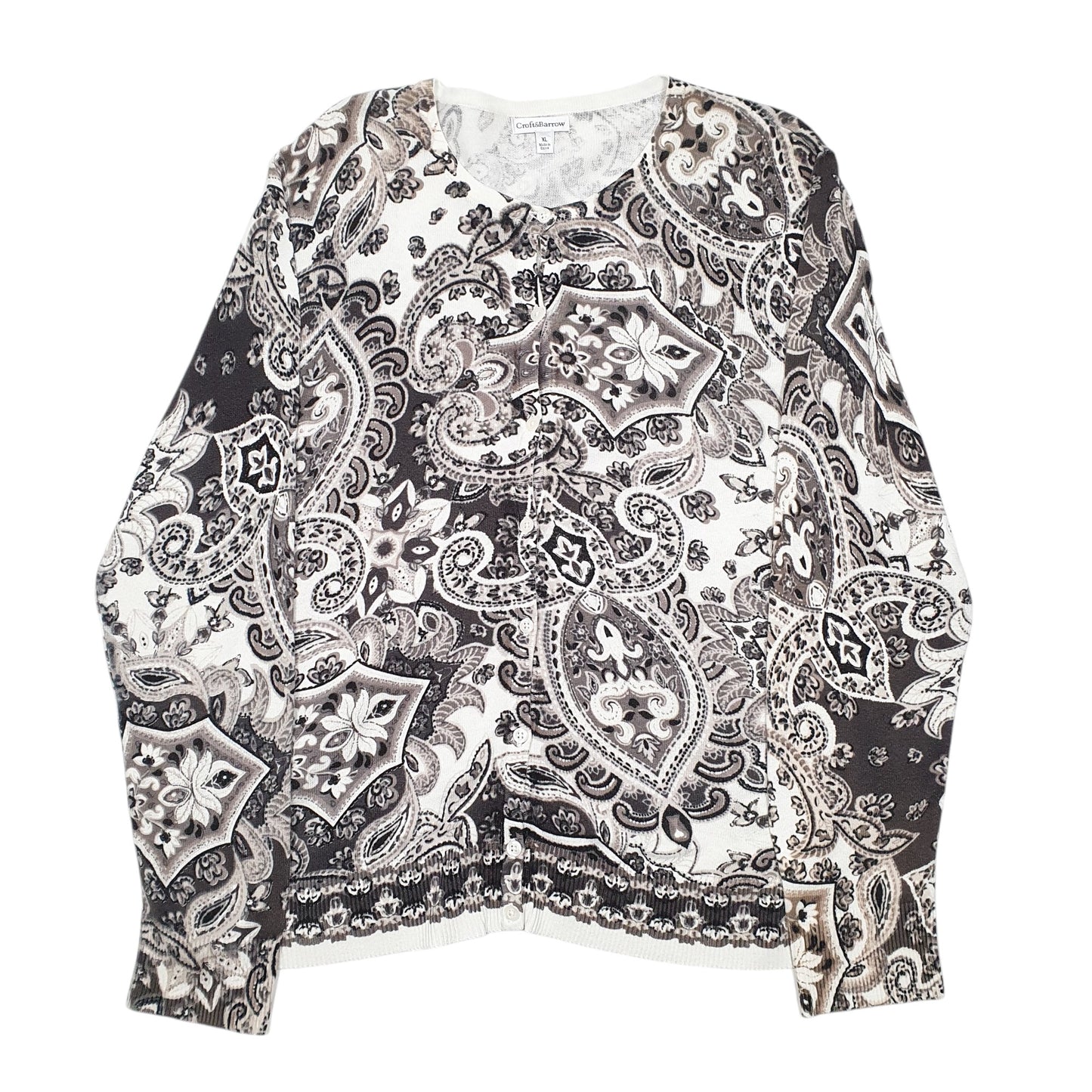 Womens Cream Croft & Barrow Floral Patterned Cardigan Jumper