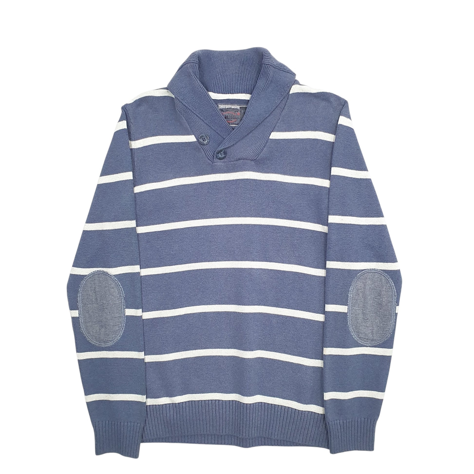 Mens Blue Vintage Co Stripes Crewneck Jumper