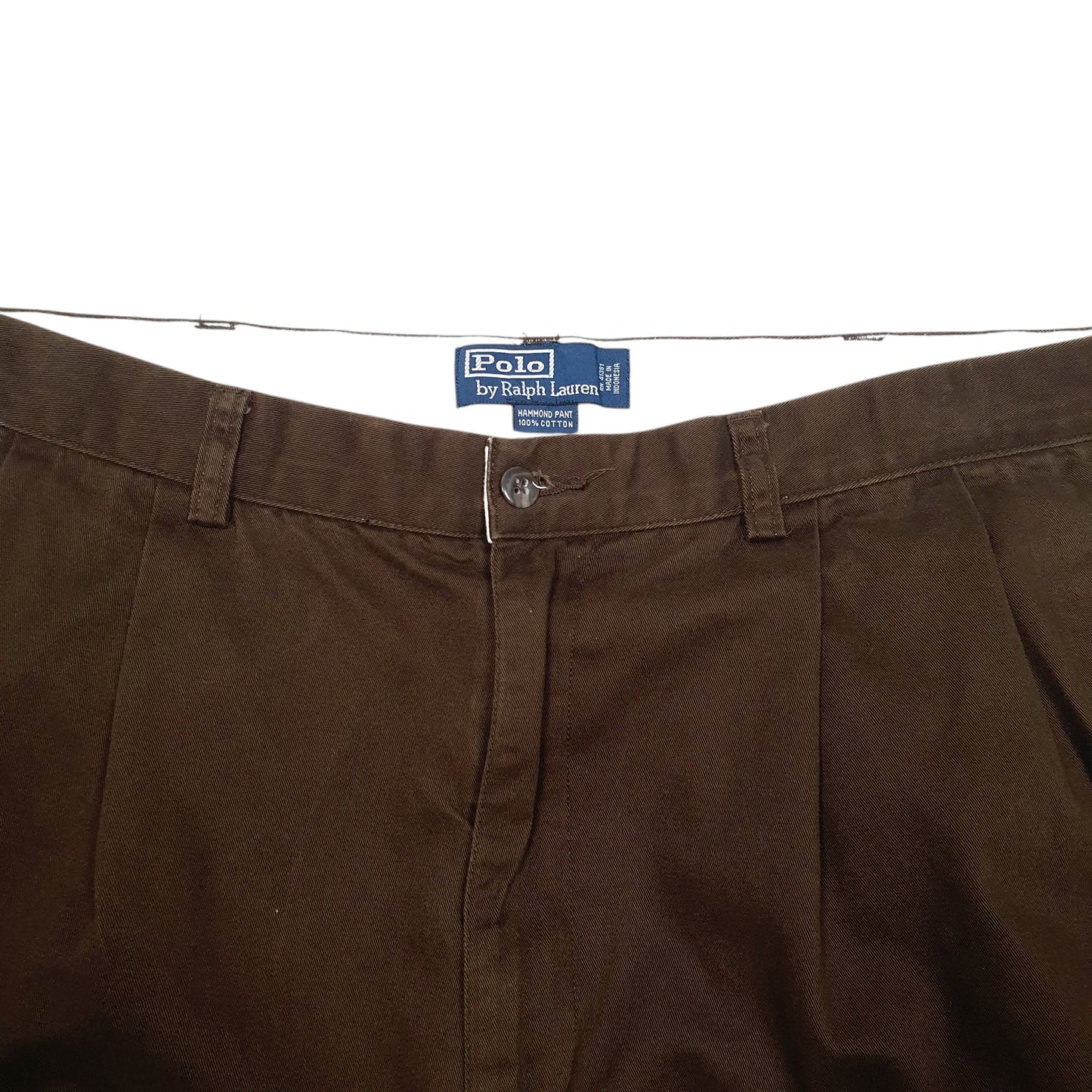Mens Brown Polo Ralph Lauren Vintage Hammond Pant Double Pleated Chino Trousers