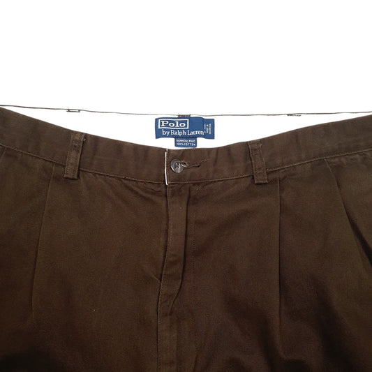Mens Brown Polo Ralph Lauren Vintage Hammond Pant Double Pleated Chino Trousers