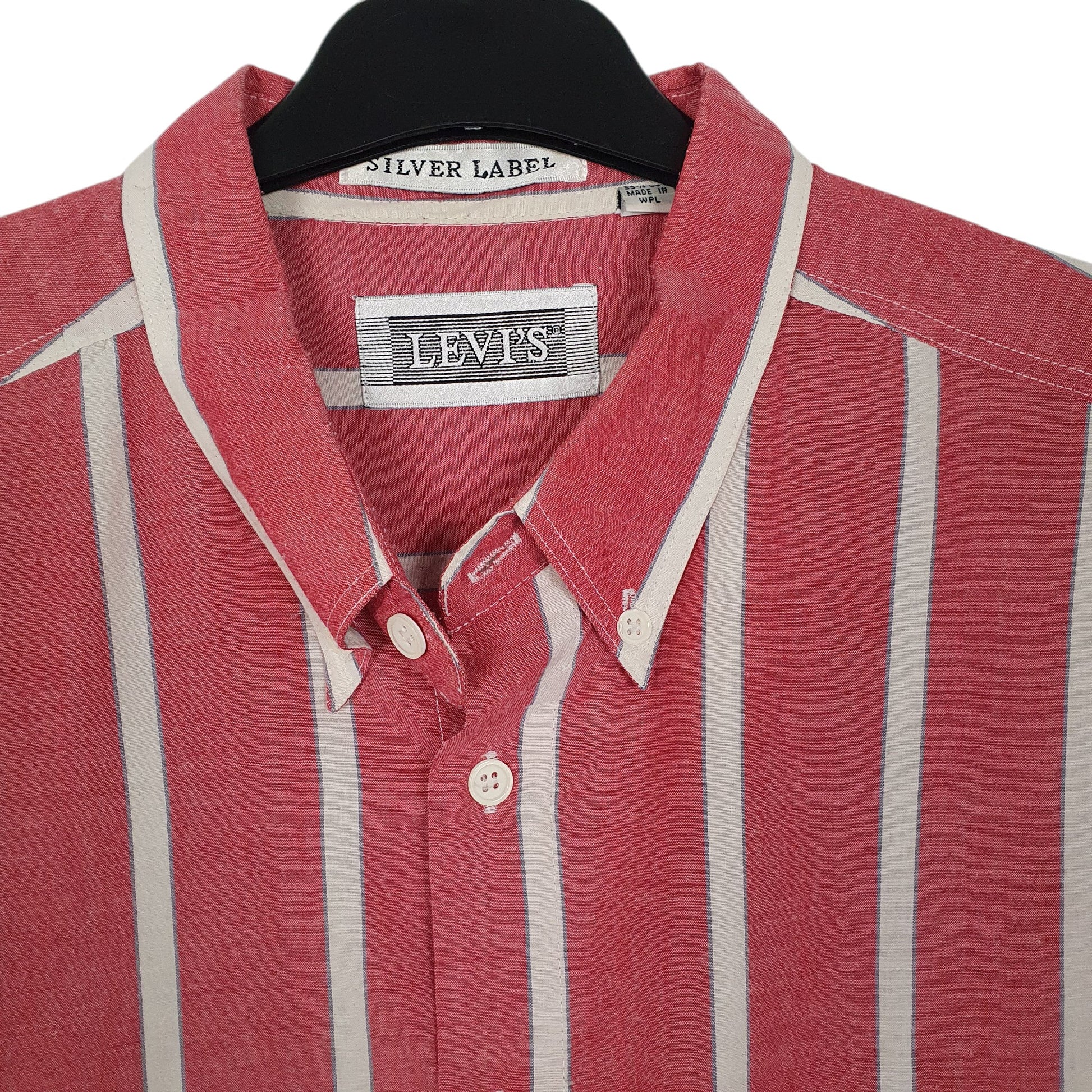 Mens Pink Levis Silver Label Vintage 90s Short Sleeve Shirt