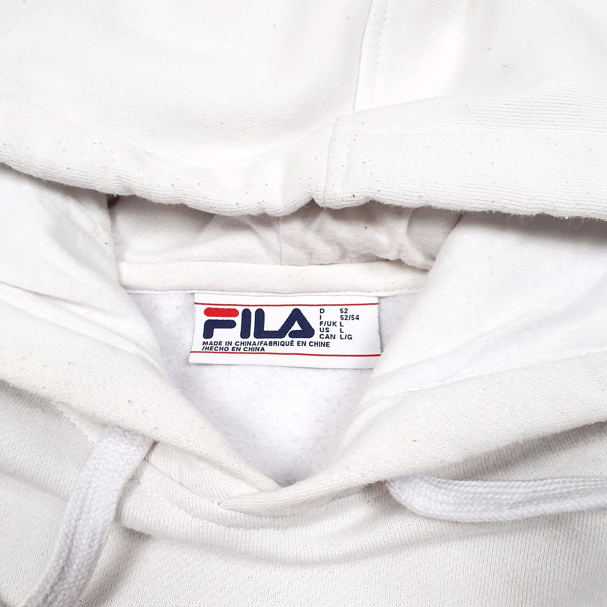 Mens White Fila Spellout Hoodie Jumper