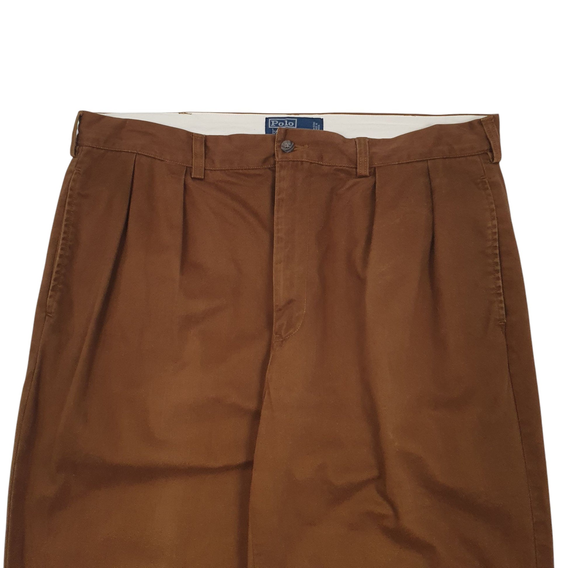 Mens Brown Polo Ralph Lauren Double Pleated Andrew Pants Chino Trousers