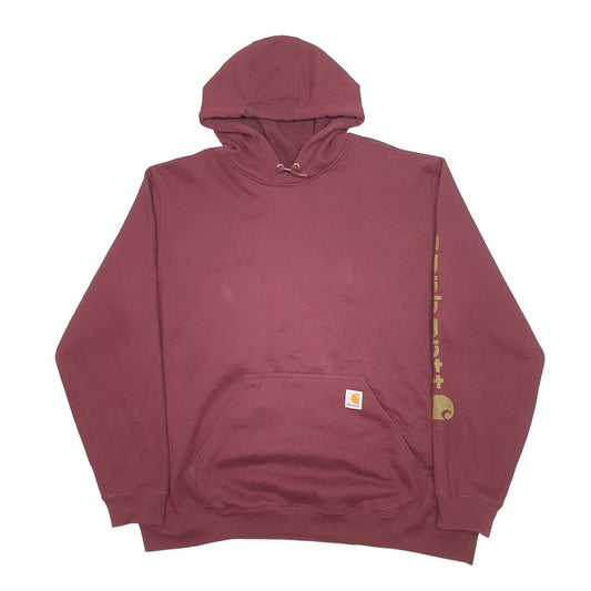 Mens Burgundy Carhartt Workwear Hoodie Jumper