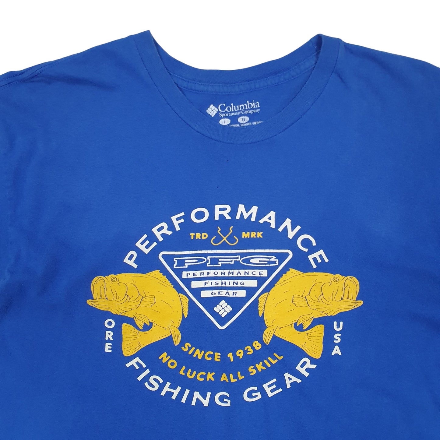 Mens Blue Columbia Sportswear PFG Fishing Short Sleeve T Shirt