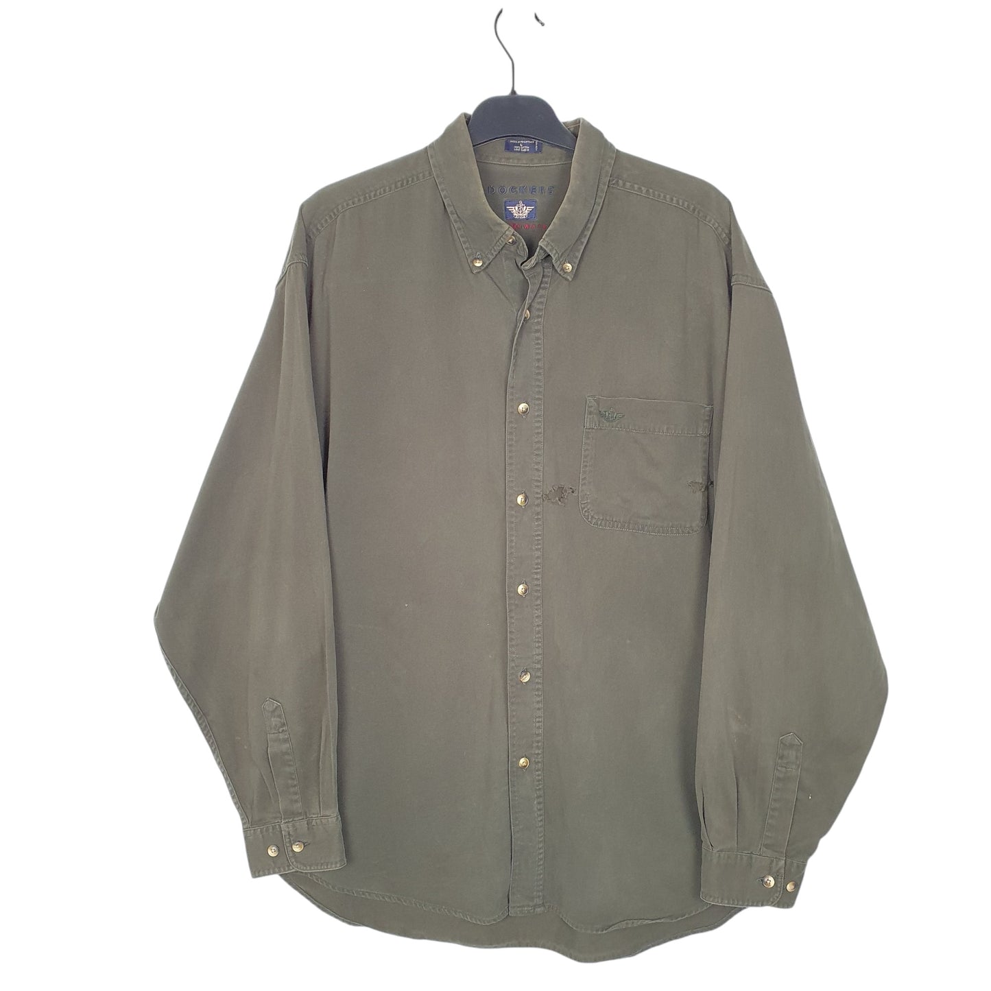Mens Green Dockers  Long Sleeve Shirt