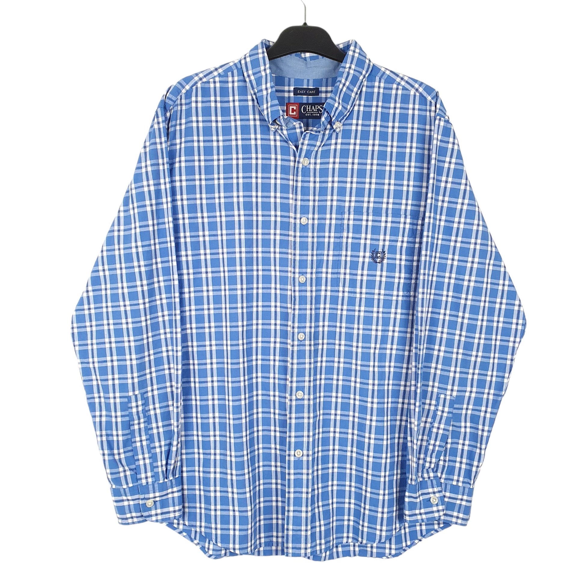 Mens Blue Chaps  Long Sleeve Shirt