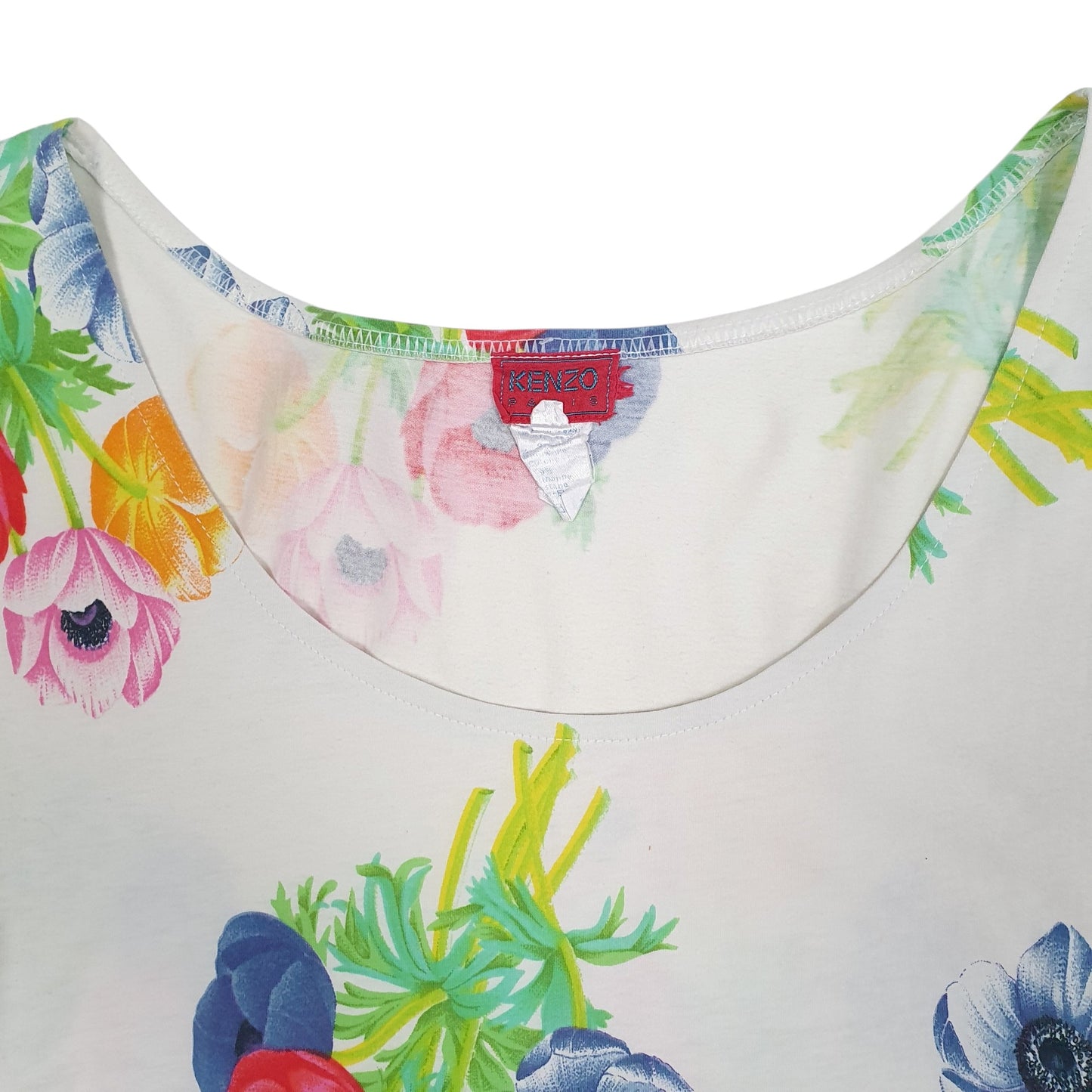 Womens White Kenzo Floral Vest Short Sleeve T Shirt