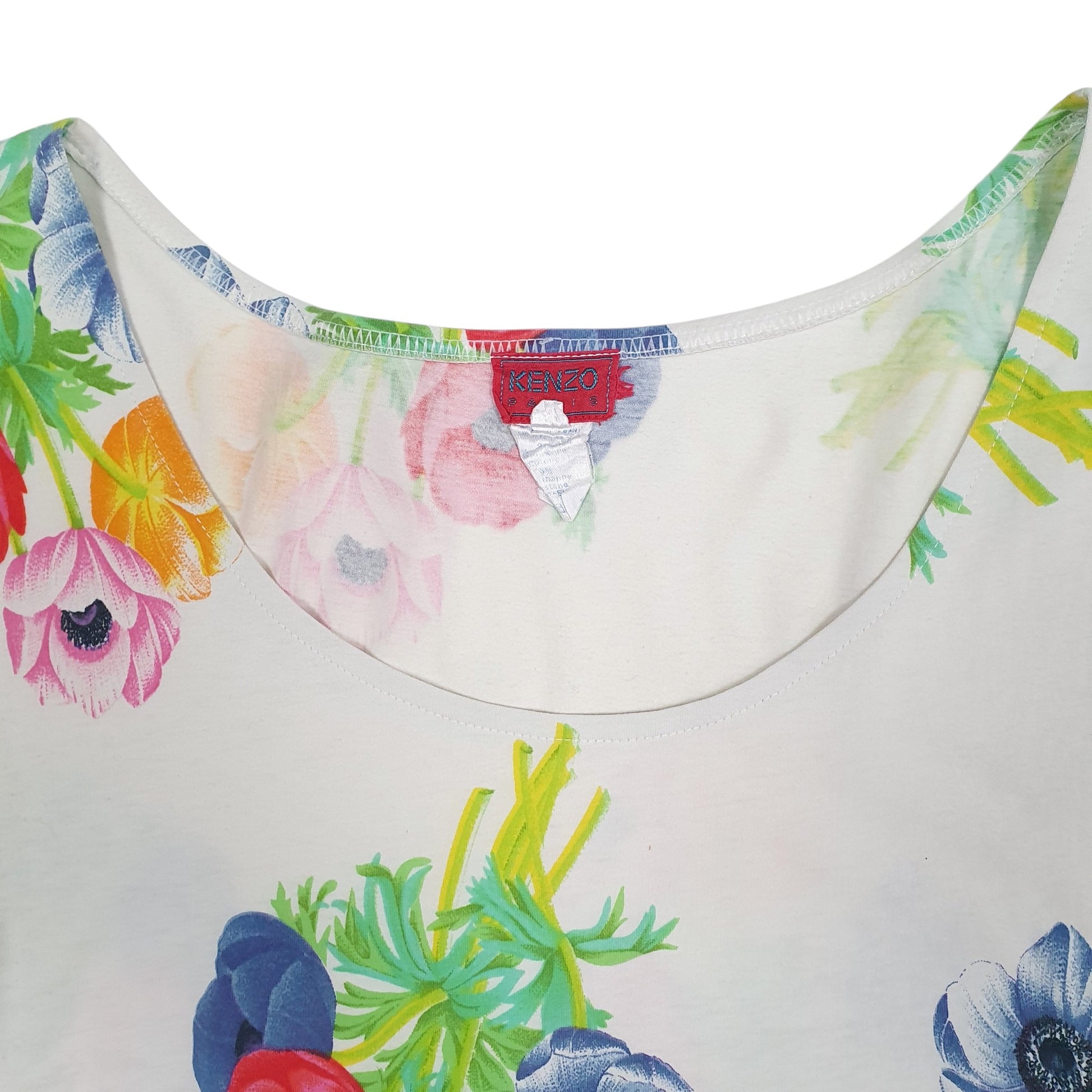 Womens White Kenzo Floral Vest Short Sleeve T Shirt