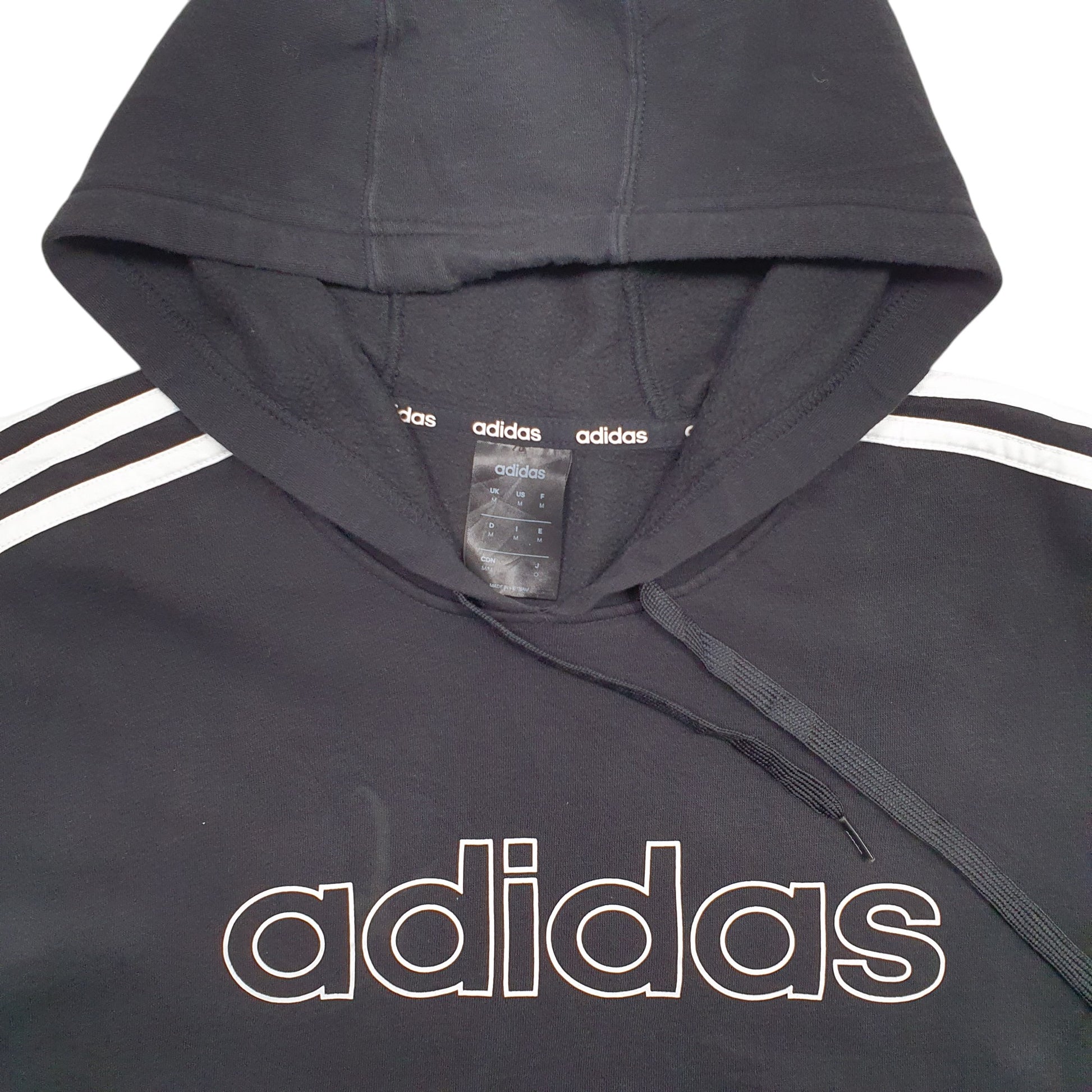 Mens Black Adidas Spellout Hoodie Jumper