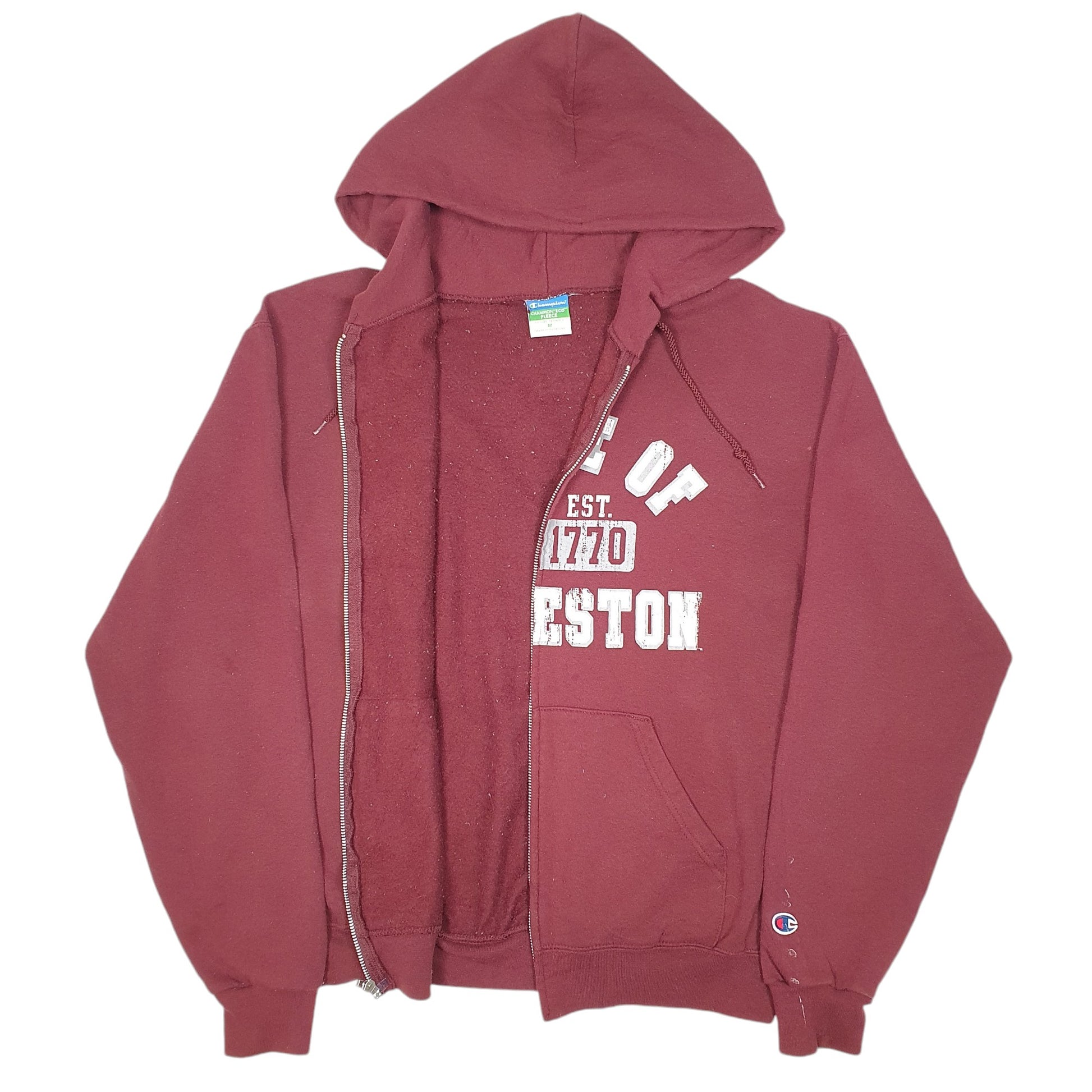 Mens Champion Burgundy Full Zip Hoodie College Of Charleston USA