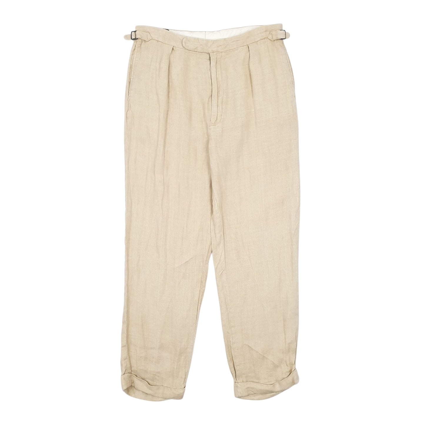 Mens Beige Polo Ralph Lauren Pleated Vintage 90s Chino Trousers