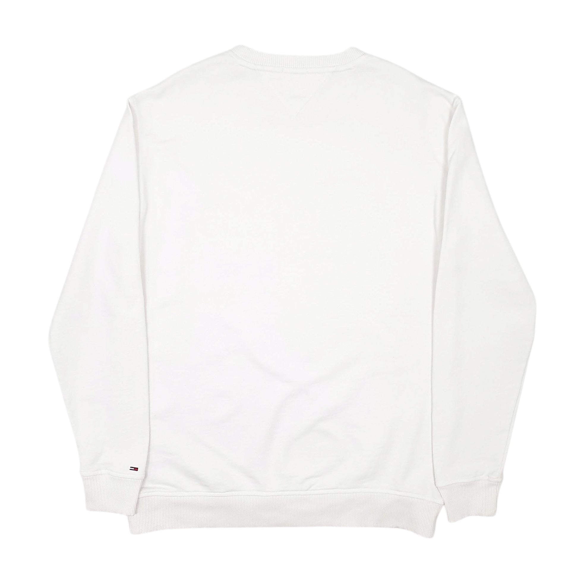 Mens White Tommy Hilfiger Jeans Spellout Relaxed Fit Crewneck Jumper