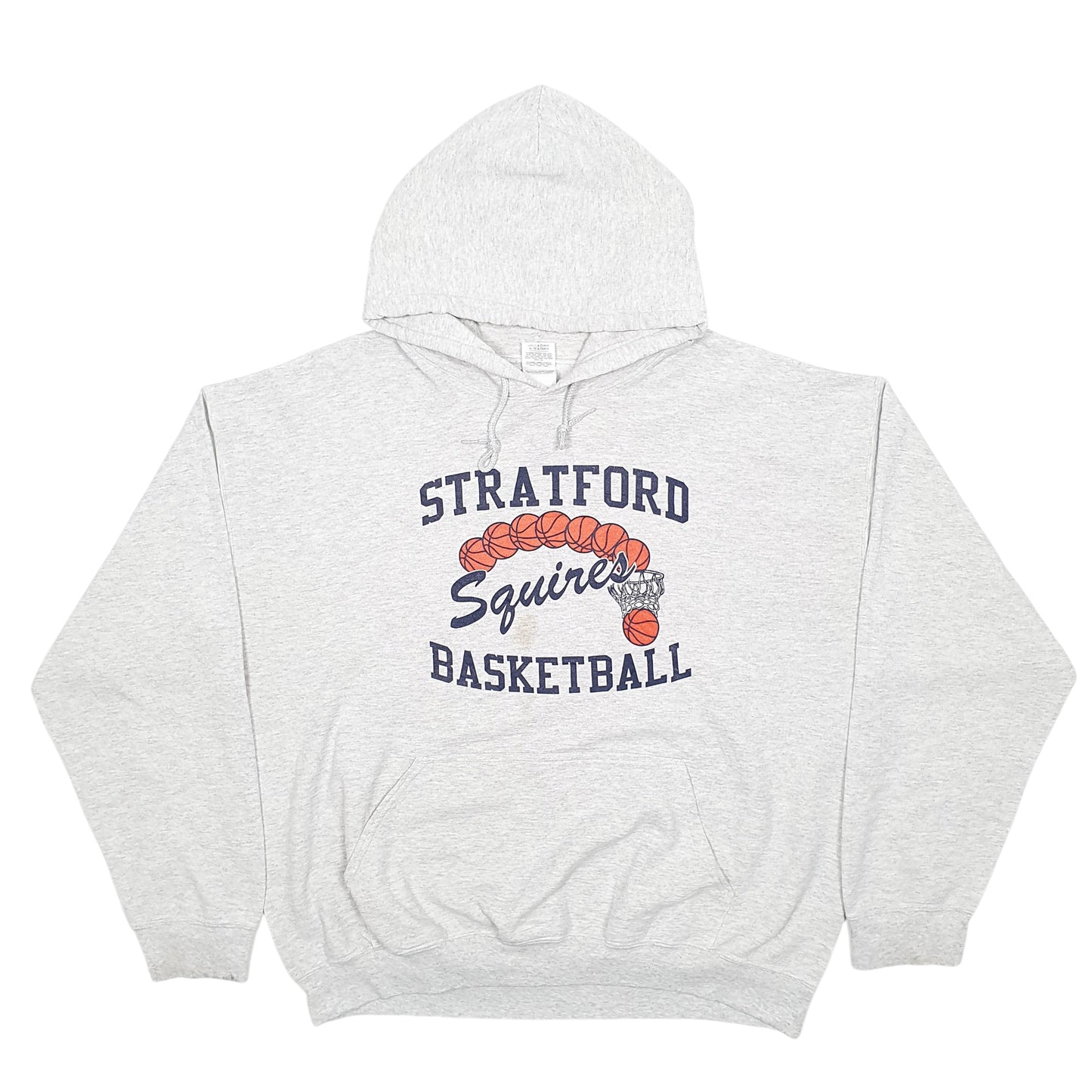 Mens Grey Gildan Stratford Basketball Spellout Hoodie Jumper