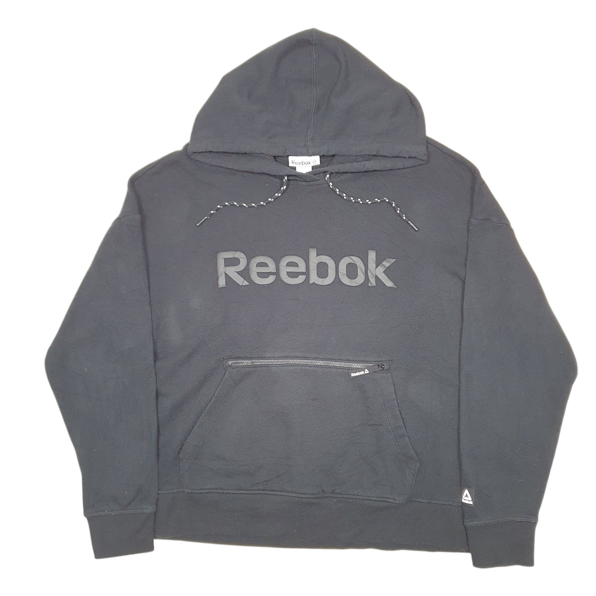 Womens Black Reebok Spellout Hoodie Jumper