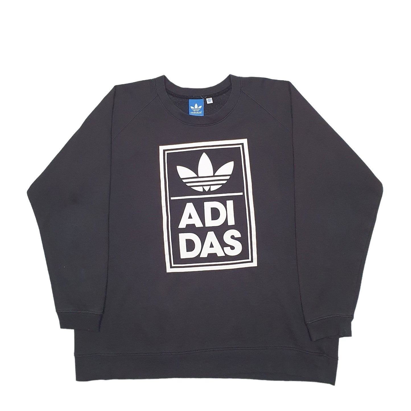 Mens Black Adidas Spellout Crewneck Jumper