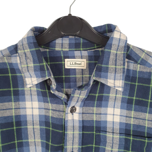 Mens Blue L.L.Bean Flannel Long Sleeve Shirt