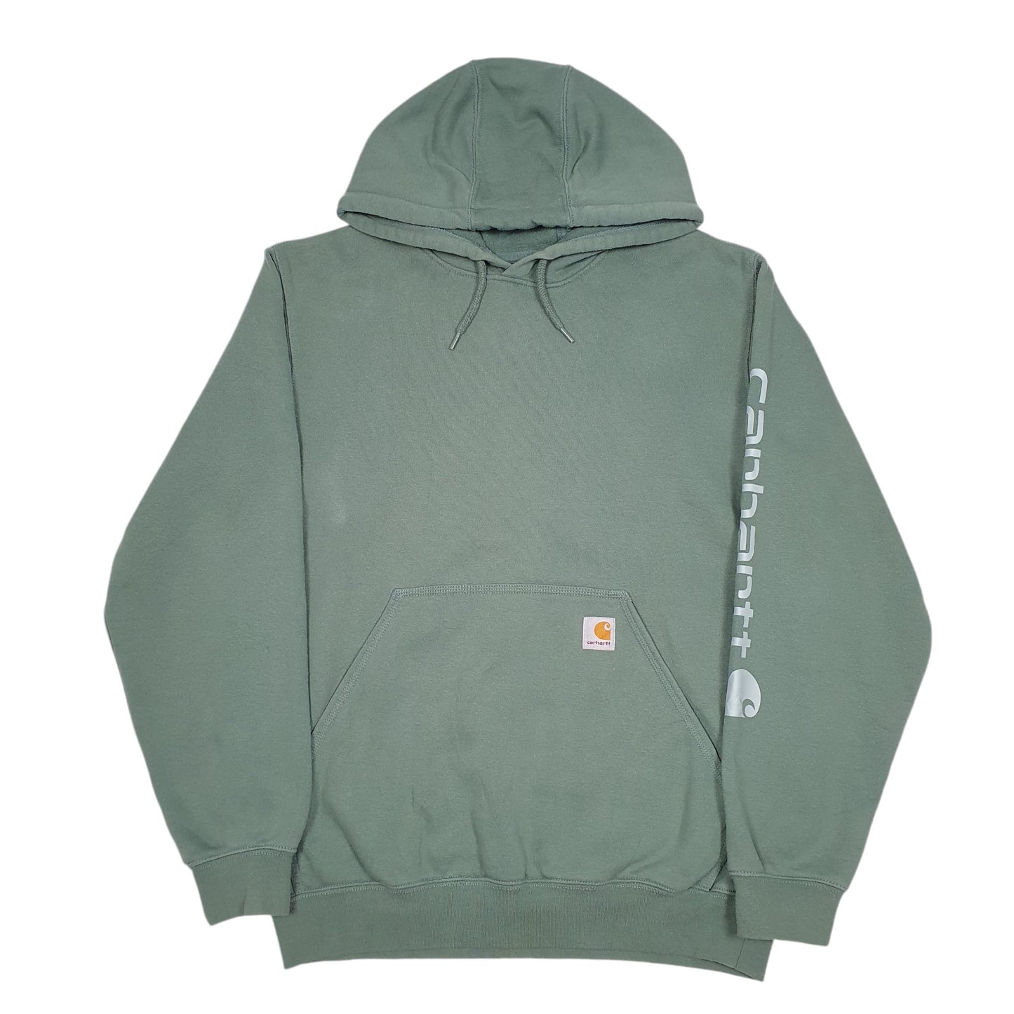 Mens Green Carhartt Workwear Spellout Hoodie Jumper