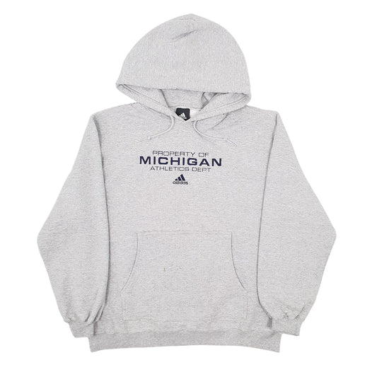 Mens Grey Adidas Michigan Athletics Dept Hoodie Jumper