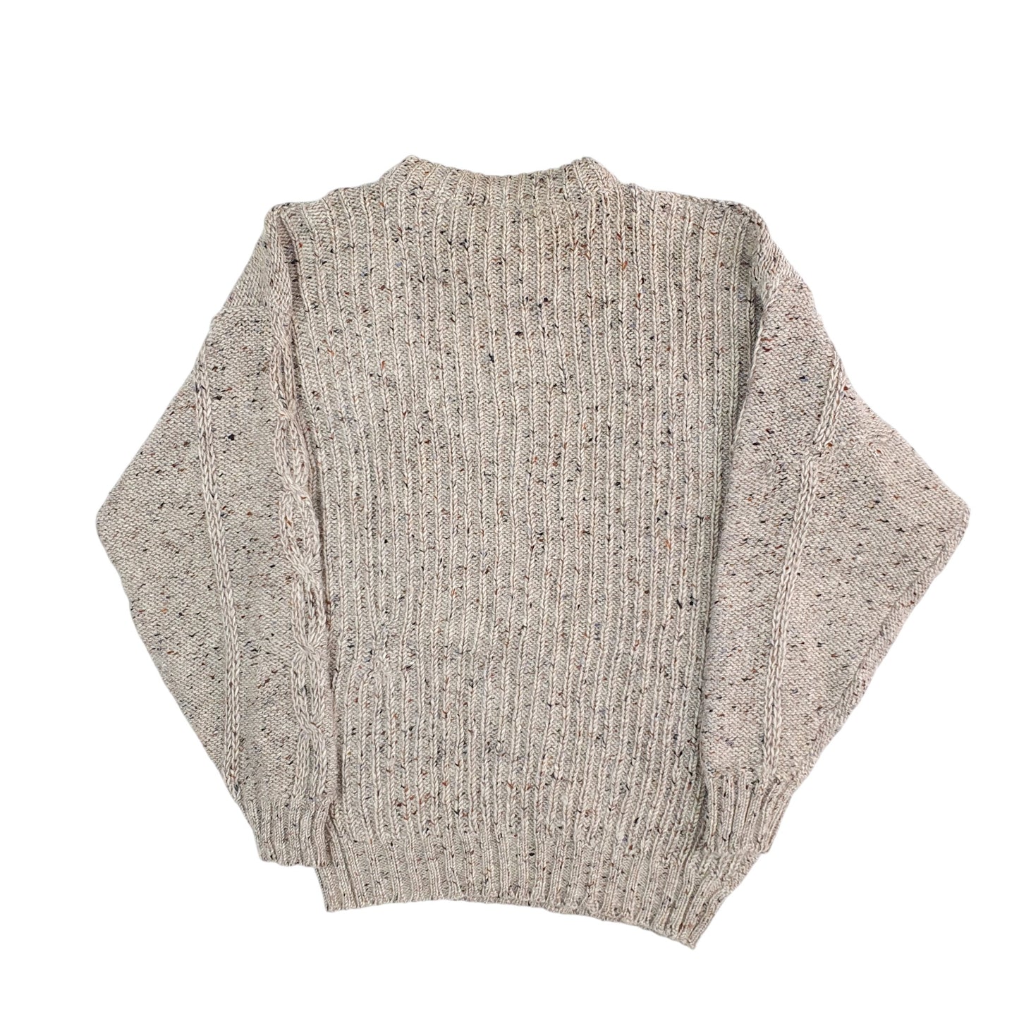 Mens Beige John Molloy Vintage Made in Ireland Chunky Knit Arran Sweater Crewneck Jumper