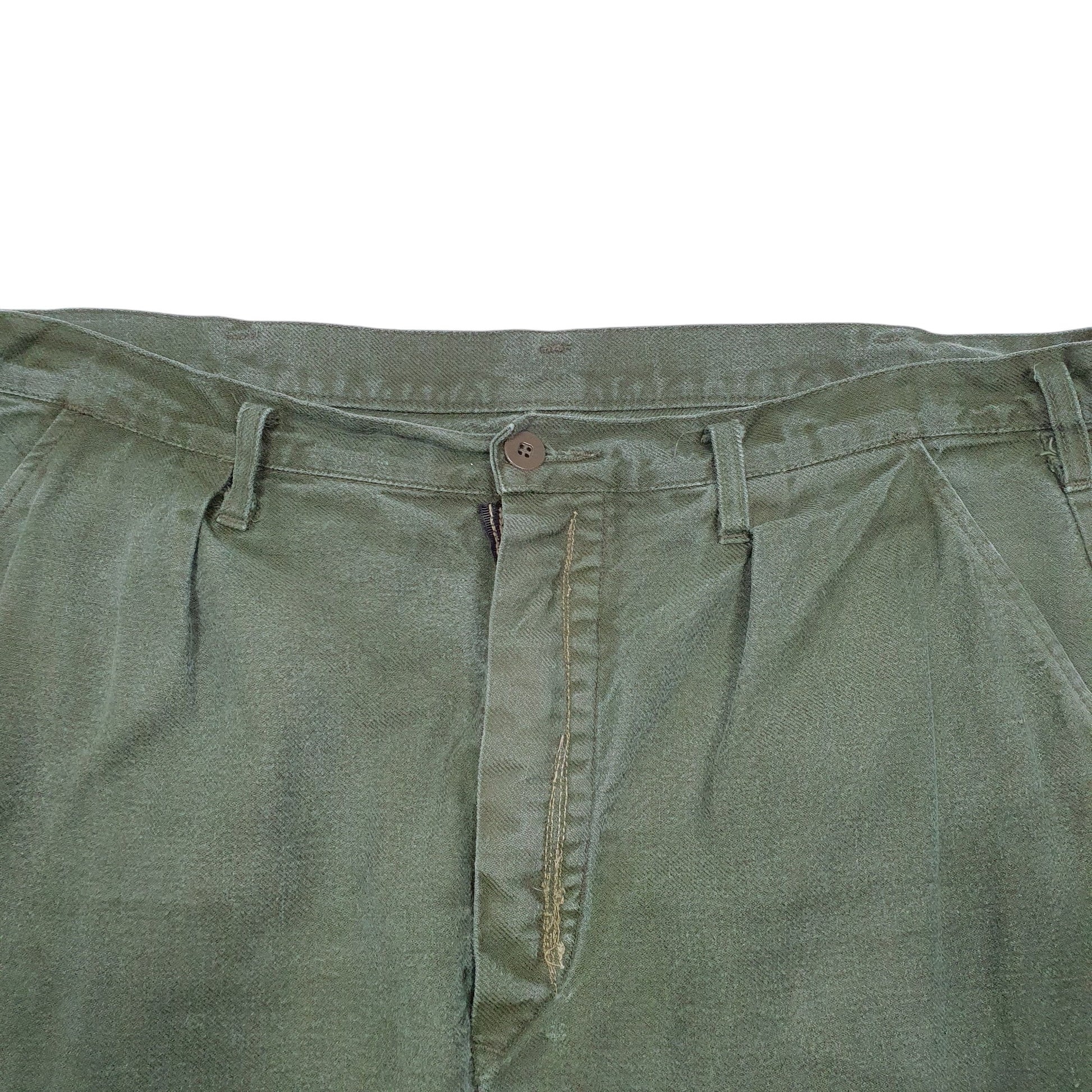 Mens Green Unbranded Vintage Chore Pants Euro Workwear Pleated Chino Trousers