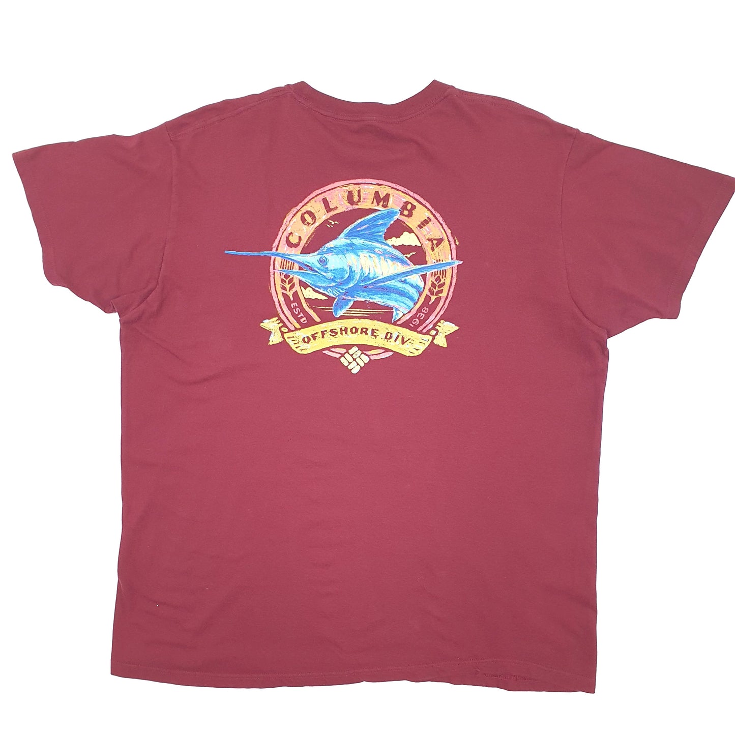 Mens Burgundy Columbia Sportswear PFG Fishing Short Sleeve T Shirt